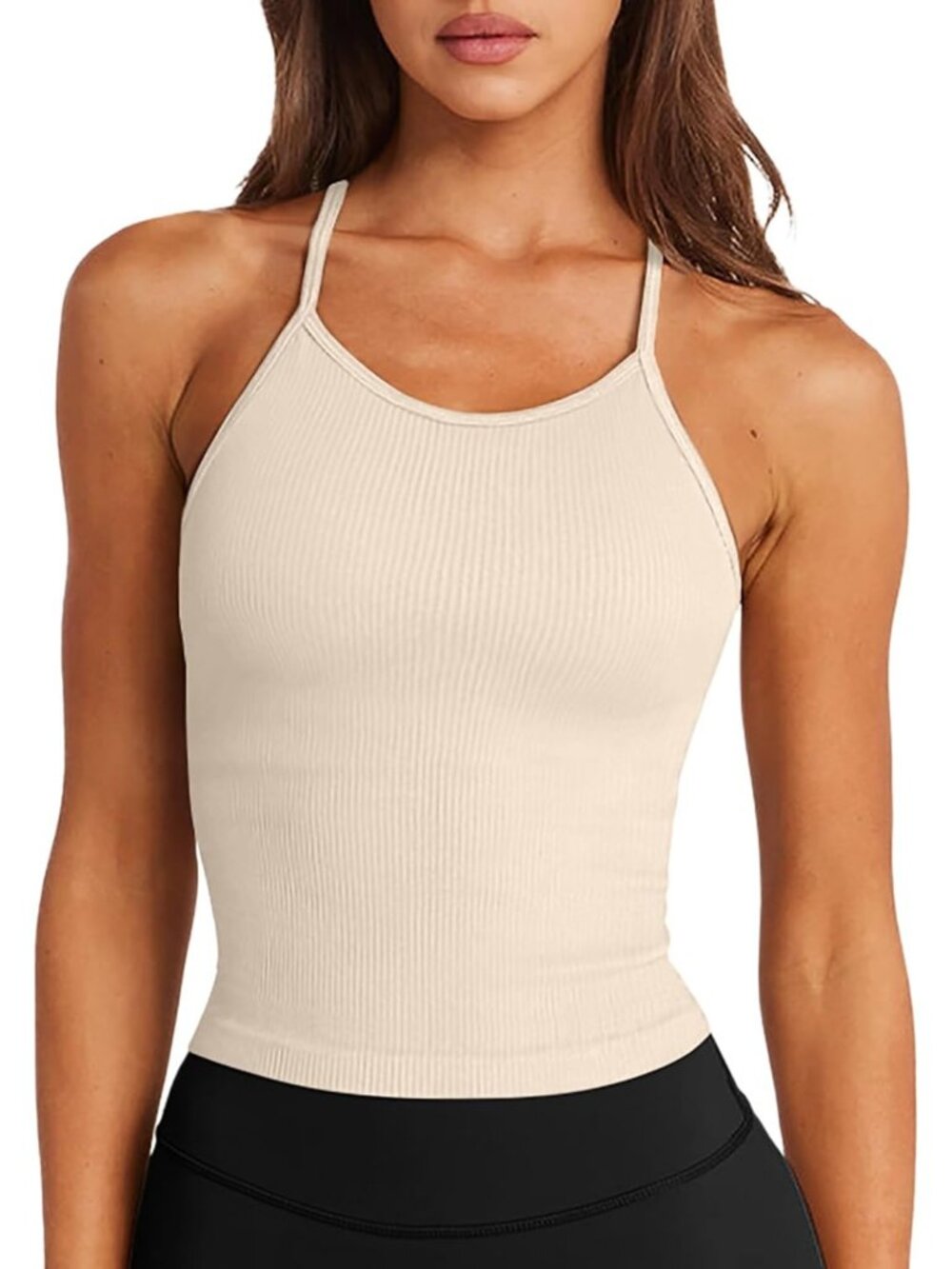 Seamless Women's Sports Bra - Long Tank, Spaghetti Strap, Workout Essential